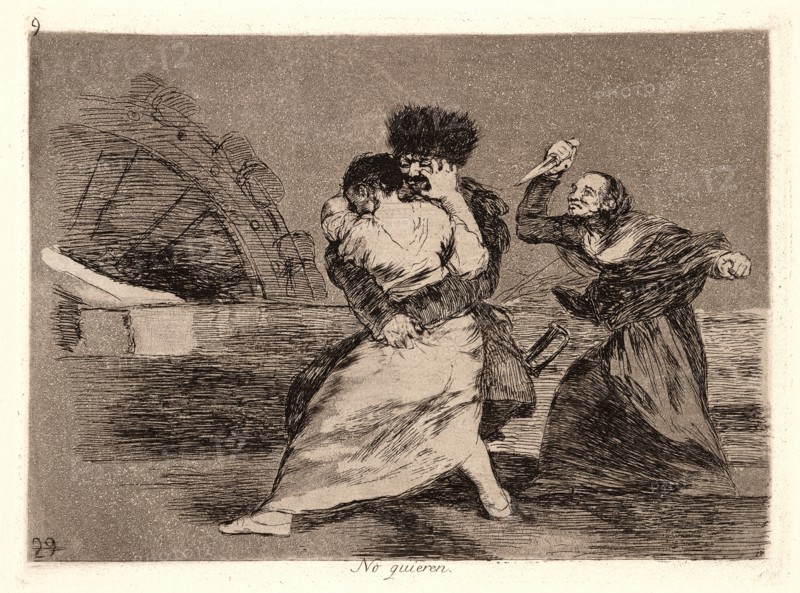 Francisco de Goya (Spanish, 1746-1828). They Don't Like It (No Quieren), 1810-1815, printed 1863. From The Disasters of War (Los Desastres de la Guerra). Etching and aquatint.