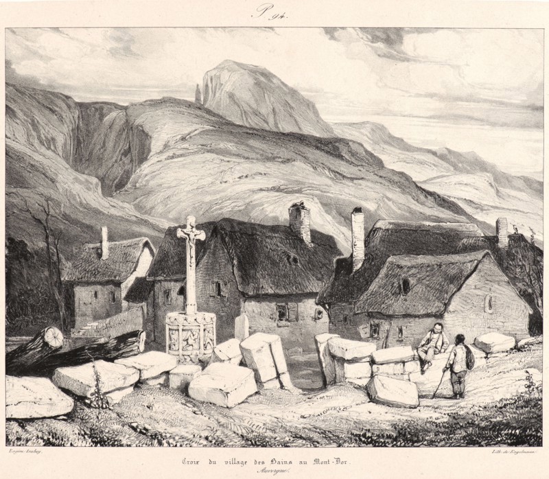 EugÃ¨ne Isabey (French, 1803 - 1886). Croix du Village des Bains au Mont-Dor, 1831. From Voyages Pittoresques et Romantiques dans l'Ancienne France. Lithograph on India paper laid down. Second state.