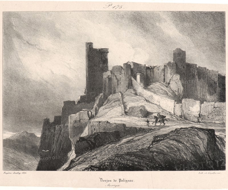 EugÃ¨ne Isabey (French, 1803 - 1886). Donjon de Polignac, 1831. From Voyages Pittoresques et Romantiques dans l'Ancienne France. Lithograph on India paper laid down.