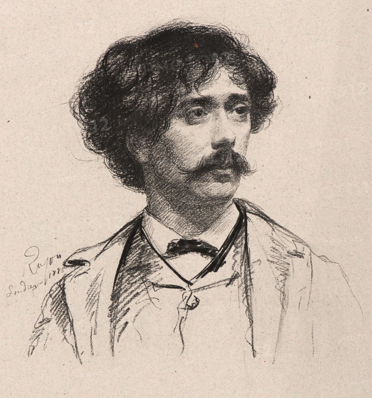 Paul-Adolphe Rajon (French, 1842 - 1888). Portrait of the Spanish Composer and Violinist, Pablo de Sarasate y Navascués, 1885. Photolithograph after drawing.