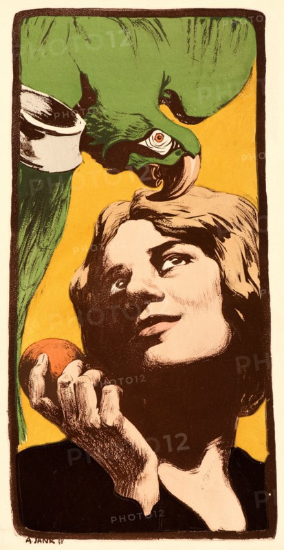 A. Yank (French, active 19th century). La Femme au Perroquet, 1898. Collotype after a lithograph on wove paper. Sheet: 405 mm x 308 mm (15.94 in. x 12.13 in.).