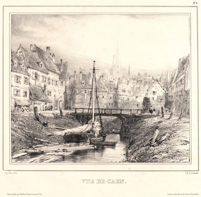 EugÃ¨ne Isabey (French, 1803 - 1886). Vue de CaÃ«n, 1832. Lithograph. Second state.