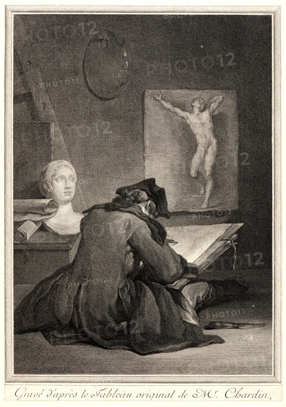 Jean-Jacques Flipart (French, 1719-1782) after Jean-Siméon Chardin (French, 1699 - 1779). A Student Drawing (Le Dessinateur), 1757. Etching and engraving on laid paper. Plate: 288 mm x 203 mm (11.34 in. x 7.99 in.). Third of three states.