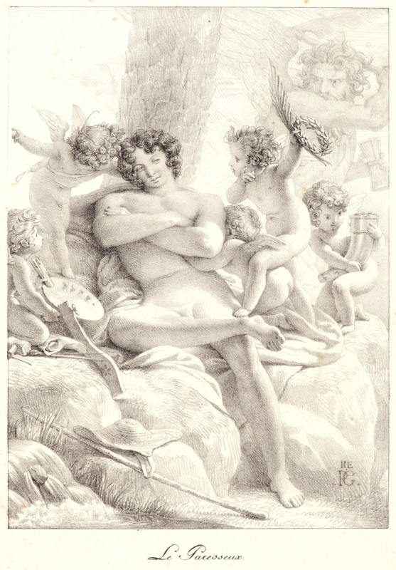 Pierre Guérin (French, 1774 - 1833). The Sluggard (Le Paresseux), 1817-1818. Lithograph.
