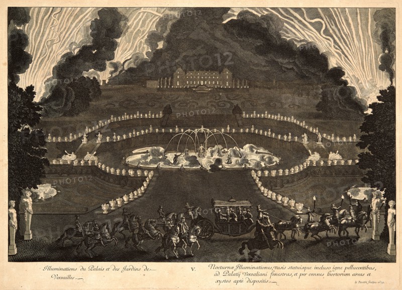 Jean Le Pautre (French, 1618-1682). Illuminations du Palais et de Jardin de Versailles, 1679. From Le Relation de la feste de Versailles du 18 Juillet 1668. Engraving.