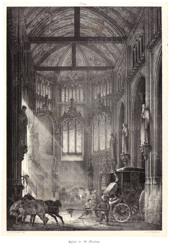 Théodore Géricault (French, 1791 - 1824). The Church of St. Nicolas, Rouen, 1823. Lithograph mounted down on white wove paper. Image: 341 mm x 237 mm (13.43 in. x 9.33 in.).
