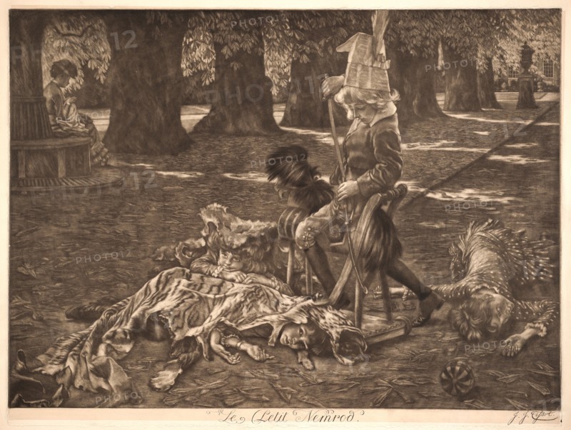 James Tissot (French, 1836 - 1902). Le Petit Nemrod, 1886. Mezzotint printed in brown-black on chine collé. Plate: 422 mm x 565 mm (16.61 in. x 22.24 in.). Second of two states.