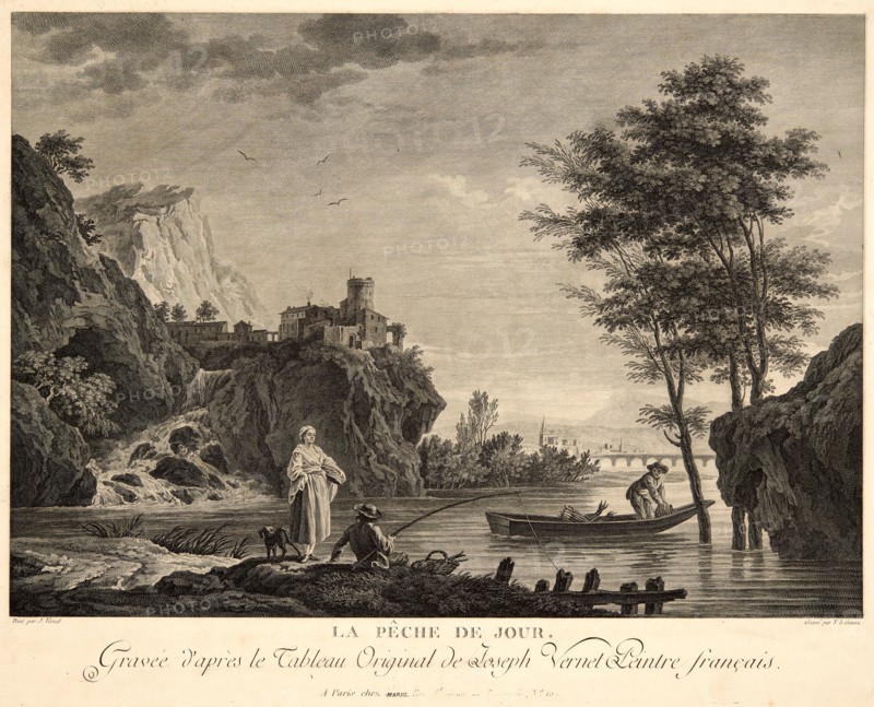 Yves-Marie Le Gouaz (French, 1742-1816) after Claude-Joseph Vernet (aka Joseph Vernet I, French, 1714 - 1789). La PÃªche de Jour, ca. 1785- 1800. Etching and engraving on wove paper. Plate: 357 mm x 450 mm (14.06 in. x 17.72 in.).