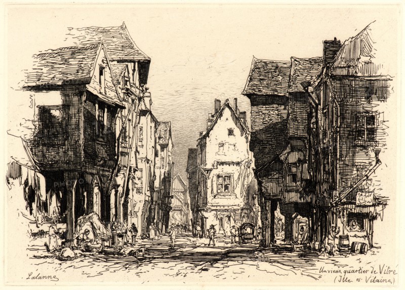 Maxime Lalanne (French, 1827 - 1886). The Old Quarter of Vitre (Un Vieux quartier de Vitré), 1879. Etching.