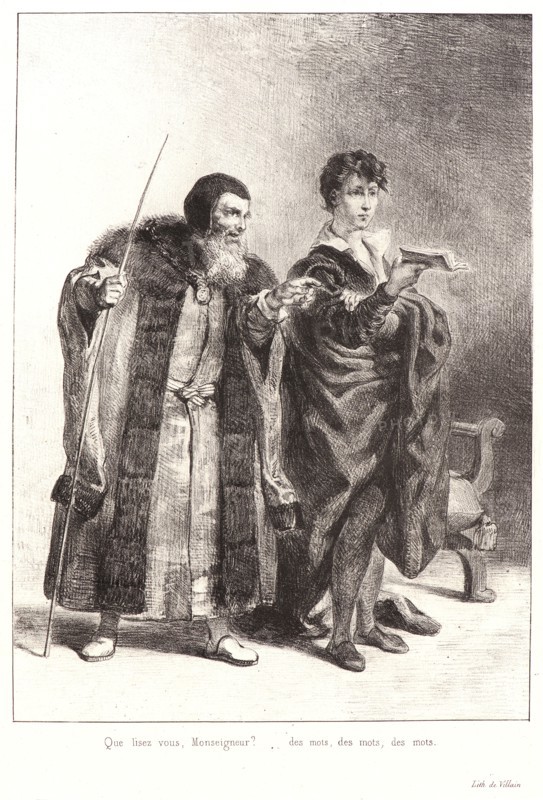 EugÃ¨ne Delacroix (French, 1798 - 1863). Hamlet: Que lisez vous..., 1834-1843. From Hamlet. Lithographs.