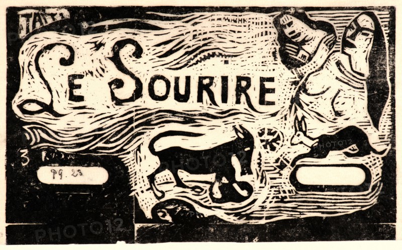 Paul Gauguin (French, 1848 - 1903). Titre pour â€úLe Sourireâ€ù, ca. 1900. Woodcut on thin Japanese paper. Image: 102 mm x 183 mm (4.02 in. x 7.2 in.). Third of three states.