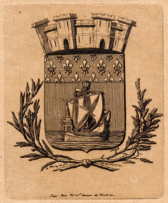 Charles Meryon (French, 1821 - 1868). Arms of the City of Paris, 1854. Etching. Third state.