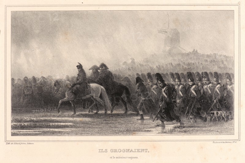 Auguste Raffet (French, 1804 - 1860). Ils grognaient, et le suivaient toujours!, 1836. Lithograph.