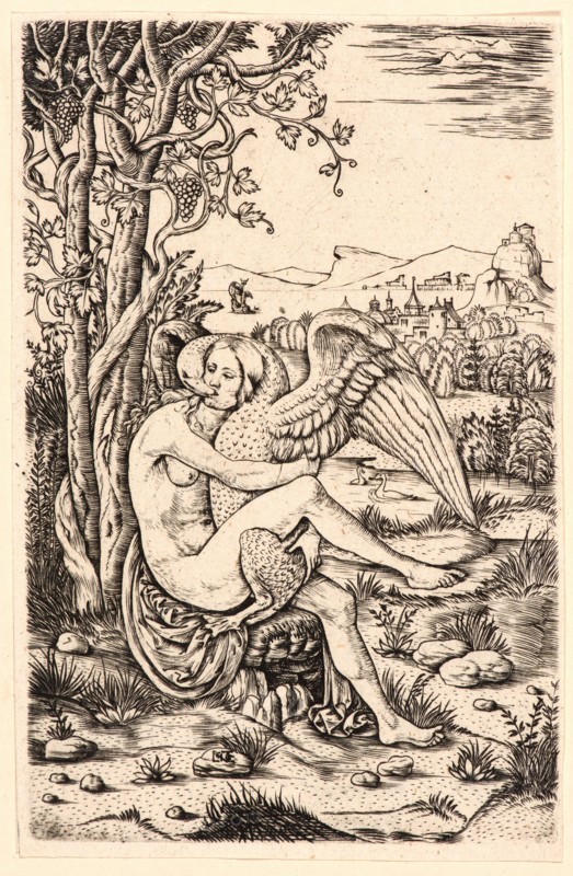 Giovanni Battista Palumba (Italian, active ca. 1500â€ì1525) and Nicoletto da Modena (Italian, active ca. 1500 â€ì ca. 1512). Leda and the Swan, early 16th century. Engraving.