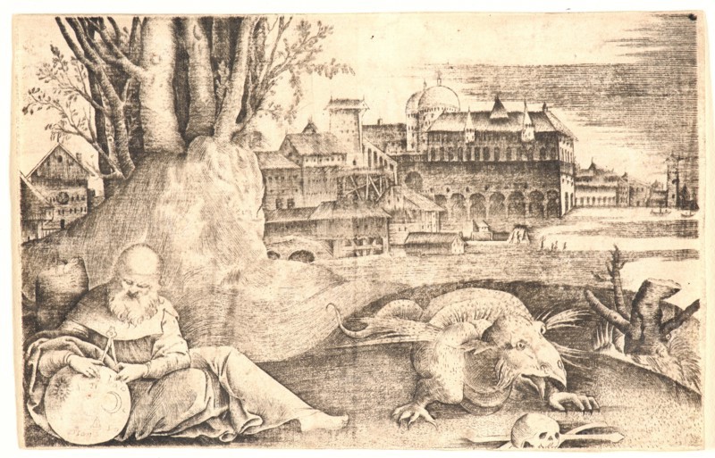Giulio Campagnola (Italian, 1482 - 1515). The Astrologer, 1509. Engraving. Second state.