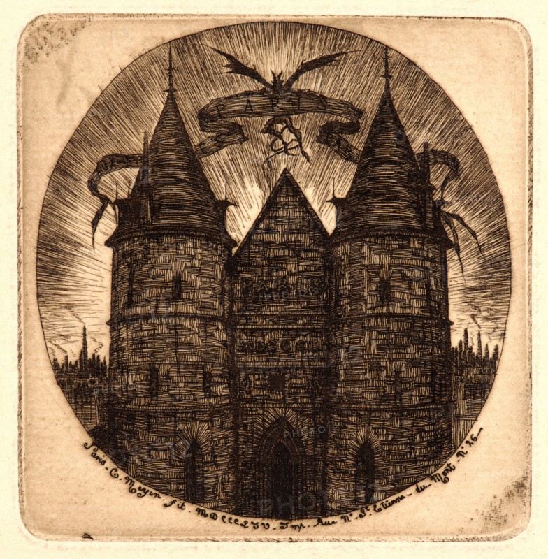 Charles Meryon (French, 1821 - 1868). Ancienne Porte du Palais de Justice, 1854. Etching. Third state.