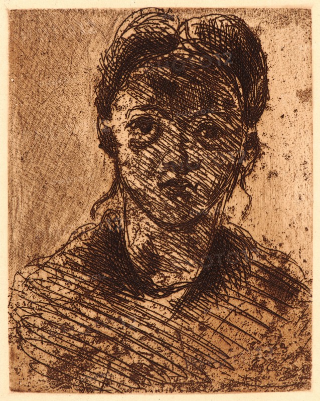 Paul Cézanne (French, 1839 - 1906). Head of a Young Girl (TÃªte de Jeune Fille), 1873. Etching.