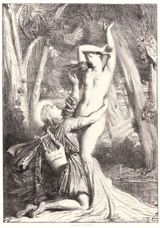 Théodore Chassériau (French, 1819 - 1856). Apollo and Daphne, ca. 1844. Lithograph on chine collé. Before the title.