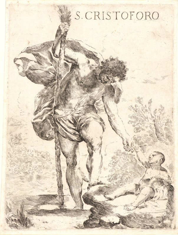 Francesco Amato (Italian, Genoa, active 17th century). St. Christopher, ca. 1650. Etching. Second state.