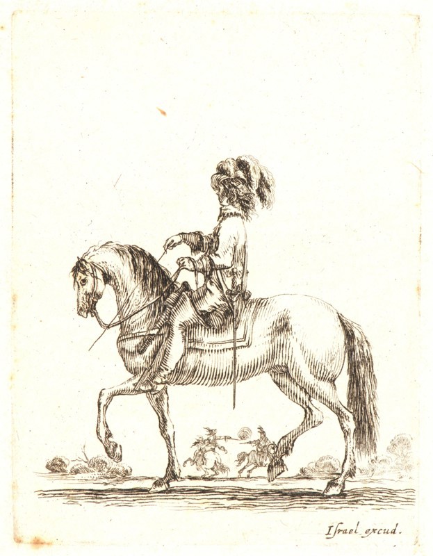 Stefano Della Bella (Italian, 1610 - 1664). Cavalier allant au pas vers la gauche, 1642-1645. From Divers exercises des cavaliers. Etching on laid paper. Only state.