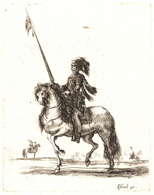Stefano Della Bella (Italian, 1610 - 1664). Cuirassier sur son cheval, 1642-1645. From Divers exercises des cavaliers. Etching on laid paper. Only state.