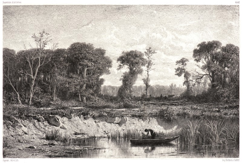 Adolphe Appian (French, 1818 - 1898). Le Bord de l'Etang, 19th century. From Souvenirs d'Artistes. Lithograph on India paper laid down.