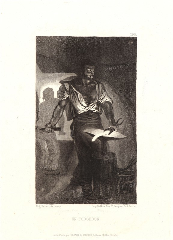 EugÃ¨ne Delacroix (French, 1798 - 1863). A Blacksmith (Un Forgeron). Aquatint. Fifth of six states.