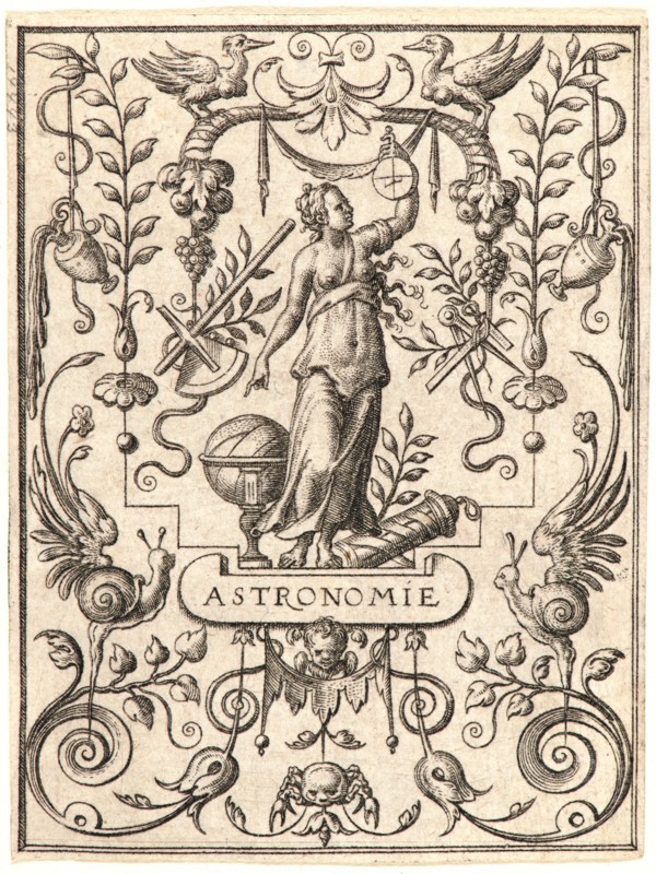 Etienne Delaune (aka Ãâtienne Delaune) (French, ca. 1519-1583). Astronomy (L'A`stronomie). From The Sciences. Engraving.
