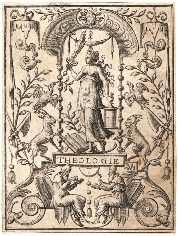 Etienne Delaune (aka Ãâtienne Delaune) (French, ca. 1519-1583). Theology (La Théologie), 16th century. From The Sciences. Engraving.
