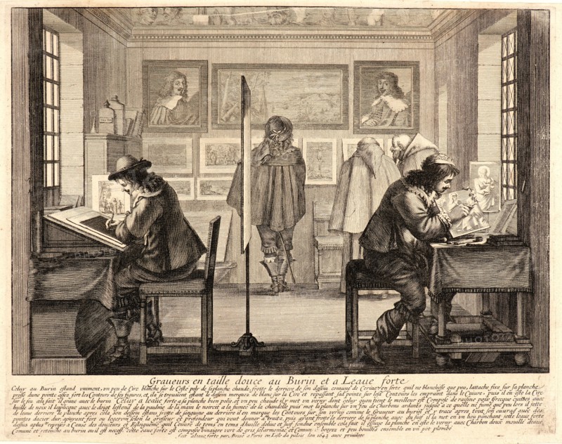 Abraham Bosse (French, 1602 - 1676). The Engravers (Les Graveurs), 1643. Engraving and etching.