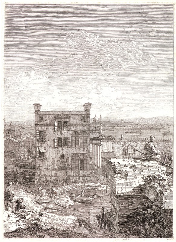 Canaletto (aka Antonio Canale) (Italian, 1697 - 1768). The House with the Six-Columned Peristyle (La Maison au Péristyle de Six Colonnes), 18th century. Etching. Second state.