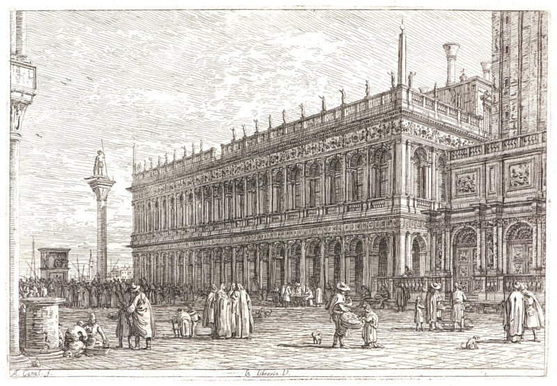 Canaletto (aka Antonio Canale) (Italian, 1697 - 1768). La "Libreria V" de Venise, 18th century. Etching. Second state.