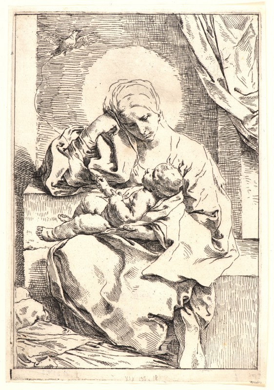 Simone Cantarini (Italian, 1612 - 1648). Virgin and Child, 17th century. Etching. Second of two states.