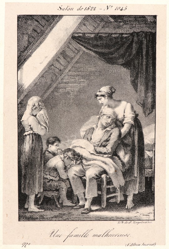 Pierre-Paul Prud'hon (French, 1758 - 1823). Une Famille Malheureuse, 1822. Lithograph.