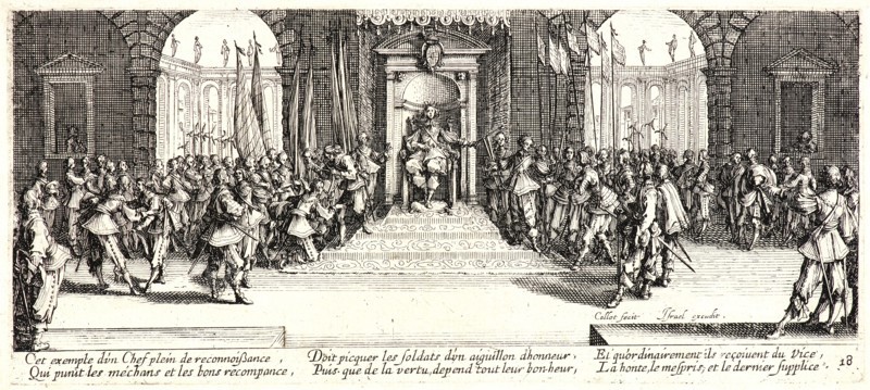 Jacques Callot (French, 1592 - 1635). Distribution of Pay (Distribution des Recompenses), 1633. From The Large Miseries of War (Les Grandes MisÃ¨res de la Guerre). Etching. Third state.