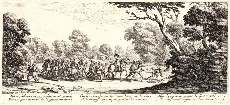 Jacques Callot (French, 1592 - 1635). Discovery of the Military Malfactors (Découverte des Malfaiteurs), 1633. From The Large Miseries of War (Les Grandes MisÃ¨res de la Guerre). Etching. Second state.