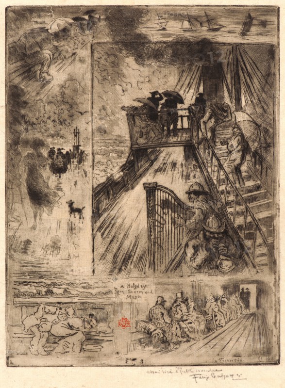 Félix Hilaire Buhot (French, 1847 - 1898). The Crossing (La Traversée), 19th century. Etching. Second state.