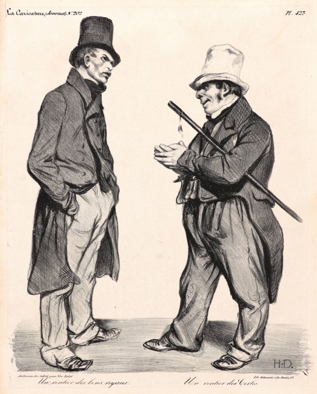 Honoré Daumier (French, 1808 - 1879). A Stockholder of Royal Bonds... (Un Rentier des bons royaux.â€îun rentier des Cortes), 1834. Lithograph on white wove paper. Image: 290 mm x 250 mm (11.42 in. x 9.84 in.).