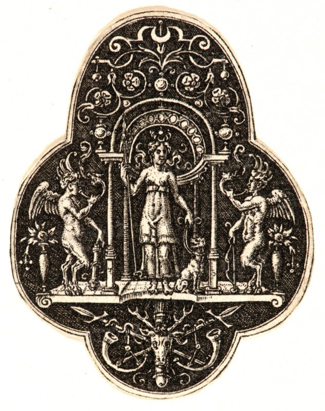 Etienne Delaune (aka Ãâtienne Delaune) (French, ca. 1519 - 1583). Three Ornaments, Plate 2, 1573. Engraving.