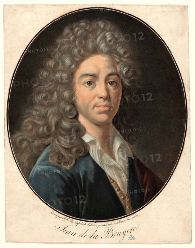 Pierre-Michel Alix (French, 1762 - 1817). Portrait of Jean de La Bruyére, . Color mezzotint and mixed methods with hand coloring on wove paper. Plate: 250 mm x 208 mm (9.84 in. x 8.19 in.).