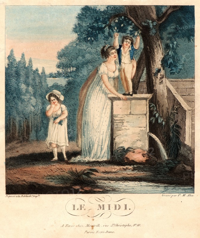 Pierre-Michel Alix (French, 1762 - 1817). Le Midi, ca. 1805-1810. Color aquatint. Plate: 135 mm x 136 mm (5.31 in. x 5.35 in.).