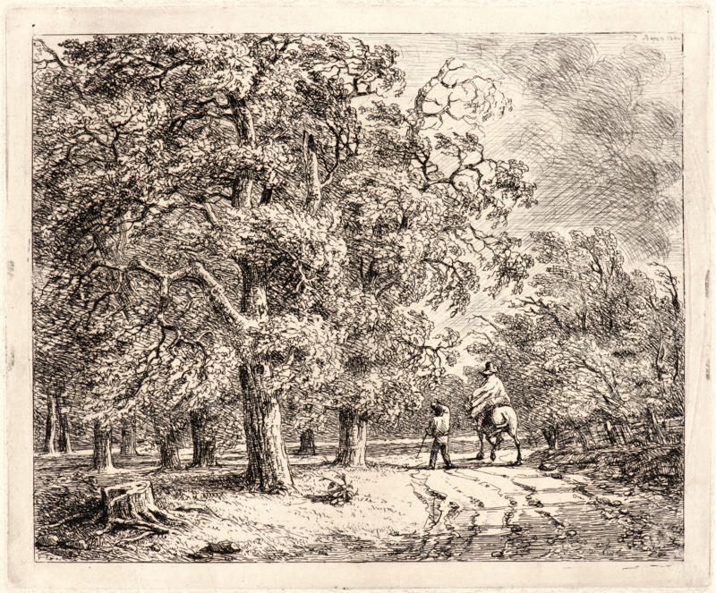Jean Baron (aka Balthazar Jean) (French, 1788 - 1869). Cavaliers sous Bois, 19th century. Etching.