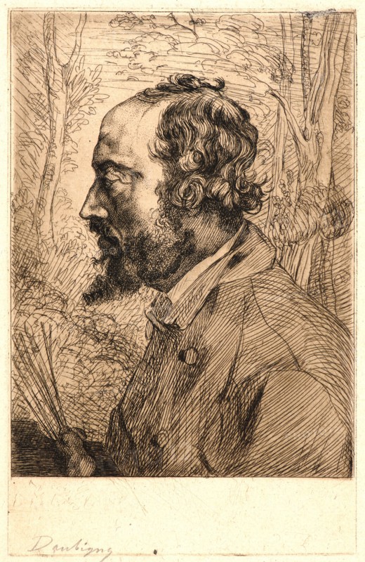 Félix Bracquemond (French, 1833 - 1914). Portrait of the Painter, Charles- Francois Daubigny, 19th century. Etching.