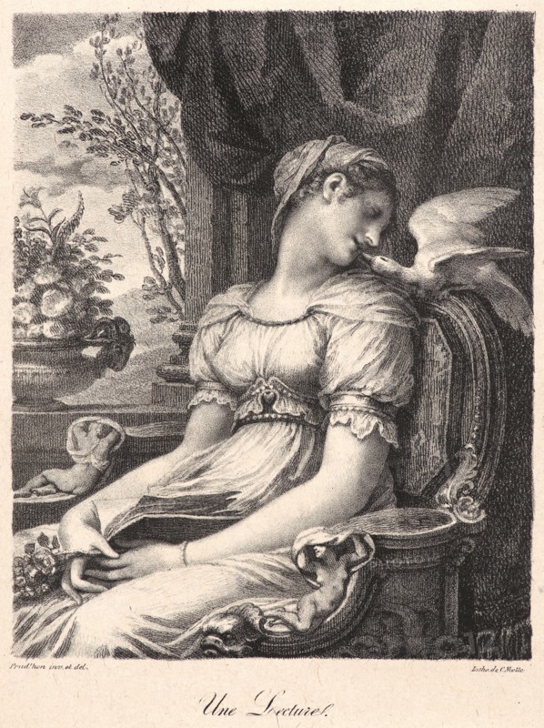 Pierre-Paul Prud'hon (French, 1758 - 1823). Une Lecture. Lithograph.