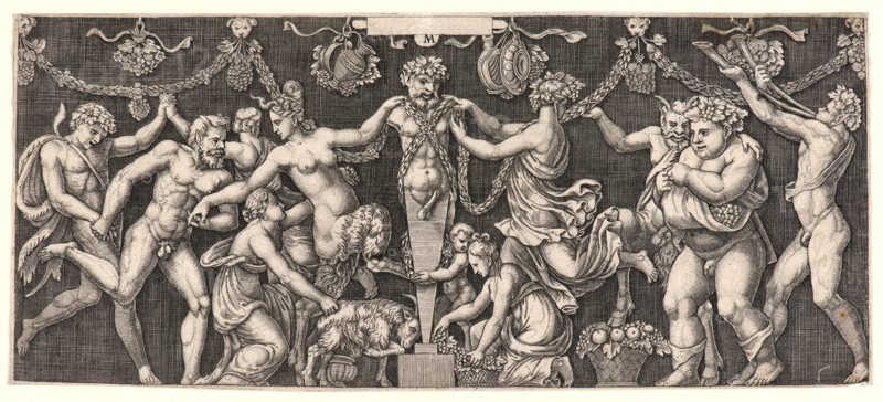 Anonymous after Master of the Die (Italian, born ca. 1512, active 1532/1533), possibly after Raphael (Italian, 1483-1520) or Giulio Romano (Italian, probably 1499-1546). Sacrifice to Priapus, 16th century. Etching. Plate: 120 mm x 178 mm (4.72 in. x 7.01 in.) (Trimmed partially within platemark, especially at lower right).