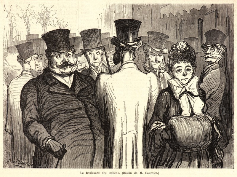 C. Maurand (French, active 19th century) after Honoré Daumier (French, 1808 - 1879). Boulevard des Italiens, 1862. Wood engraving on newsprint paper. Image: 160 mm x 224 mm (6.3 in. x 8.82 in.).