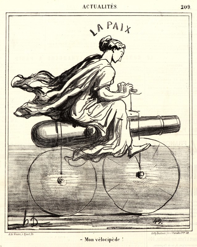 Honoré Daumier (French, 1808 - 1879). Mon velocipÃ¨de!, 1868. From Actualités. Lithograph on newsprint paper. Image: 240 mm x 201 mm (9.45 in. x 7.91 in.). Second of two states.