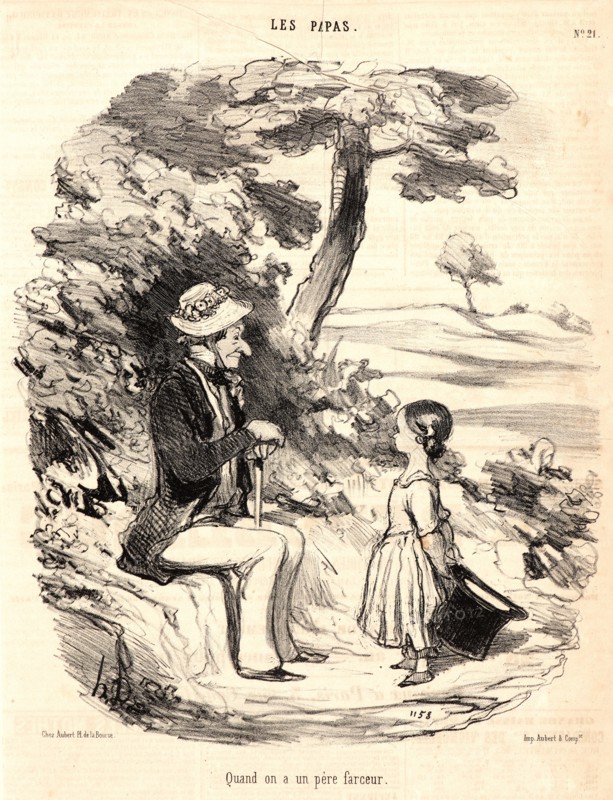 Honoré Daumier (French, 1808 - 1879). Quand on a un pÃ¨re farceur, 1848. From Les Papas. Lithograph on newsprint paper. Image: 262 mm x 230 mm (10.31 in. x 9.06 in.). Second of two states.