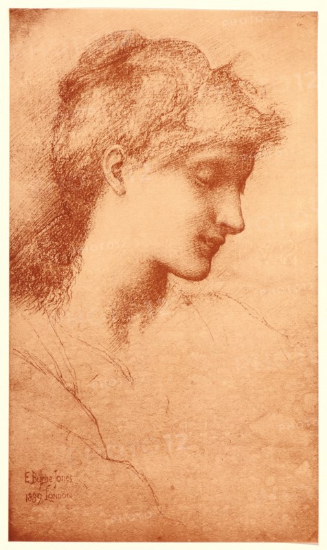 Edward Burne-Jones (British (English), 1833 - 1898). Beauty, 1889. Collotype from red-chalk drawing on wove paper. Sheet: 405 mm x 308 mm (15.94 in. x 12.13 in.).