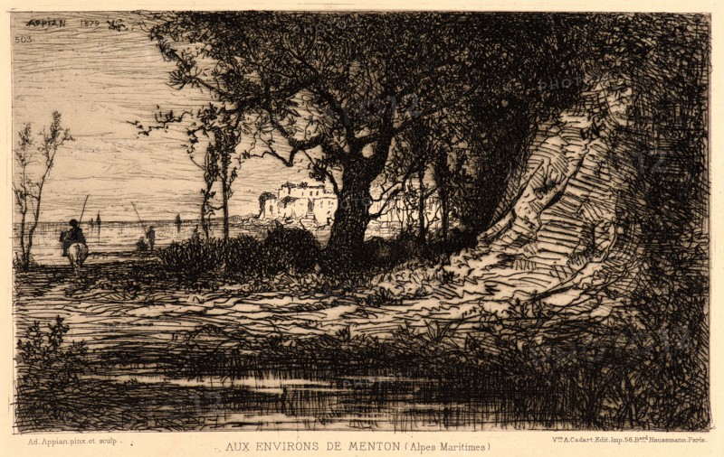 Adolphe Appian (French, 1818 - 1898). Near Menton (Aux Environs de Menton, Alpes Maritimes), 1879. Etching.